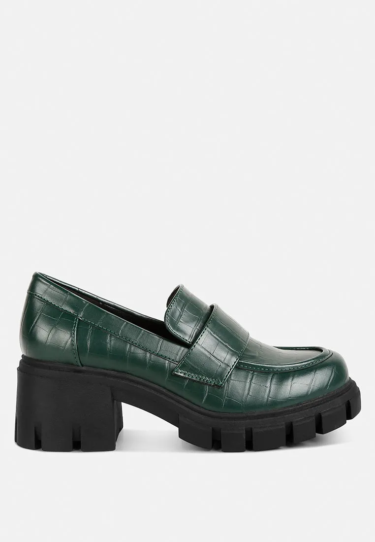 benz chunky block heel loafers